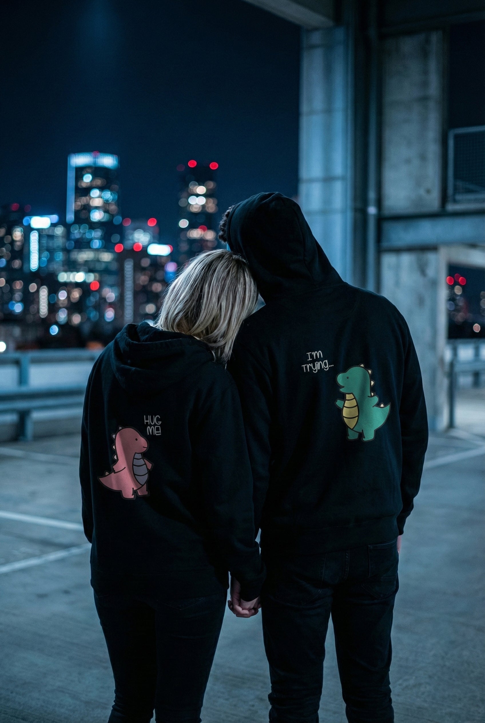 Cute Dino Couple Hoodie – Matching His & Her