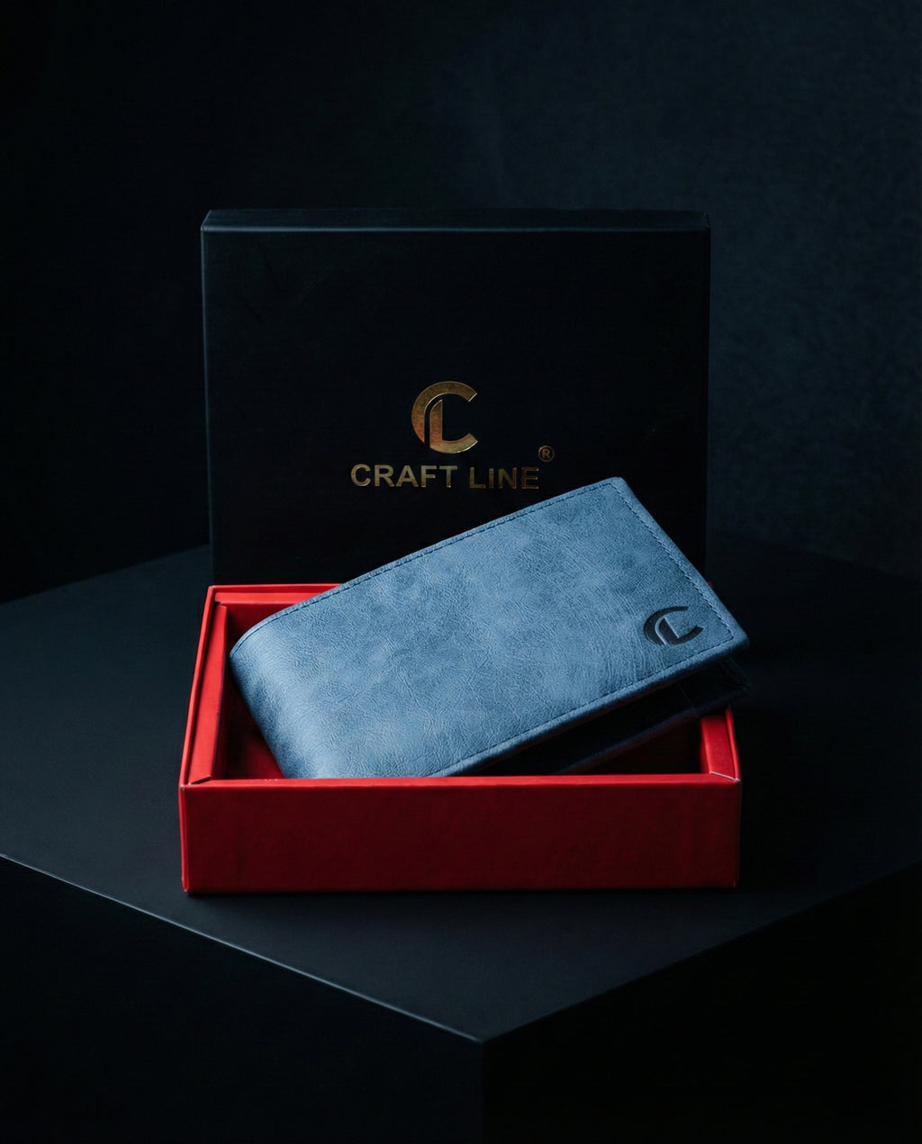 CraftLine Leather Wallet for Men – Stylish Slim Bi-Fold Wallet with Multiple Card Slots – Sky Blue