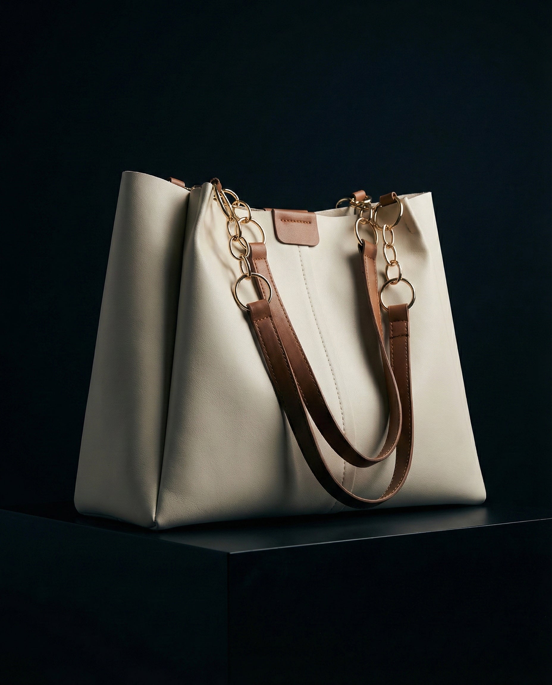 Luxury Women’s Tote Handbag with Gold Chain Straps – Premium Everyday Shoulder Bag