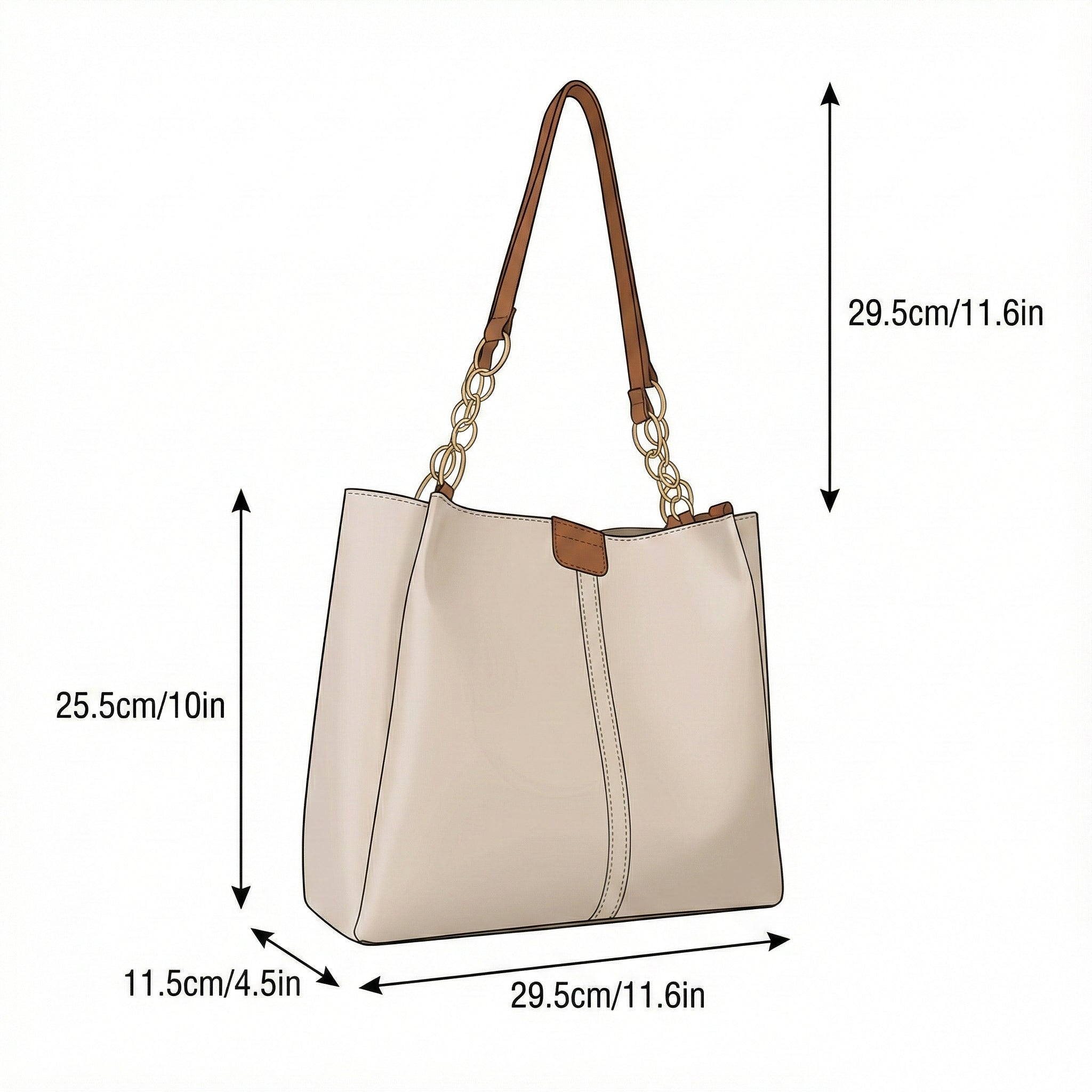 Luxury Women’s Tote Handbag with Gold Chain Straps – Premium Everyday Shoulder Bag