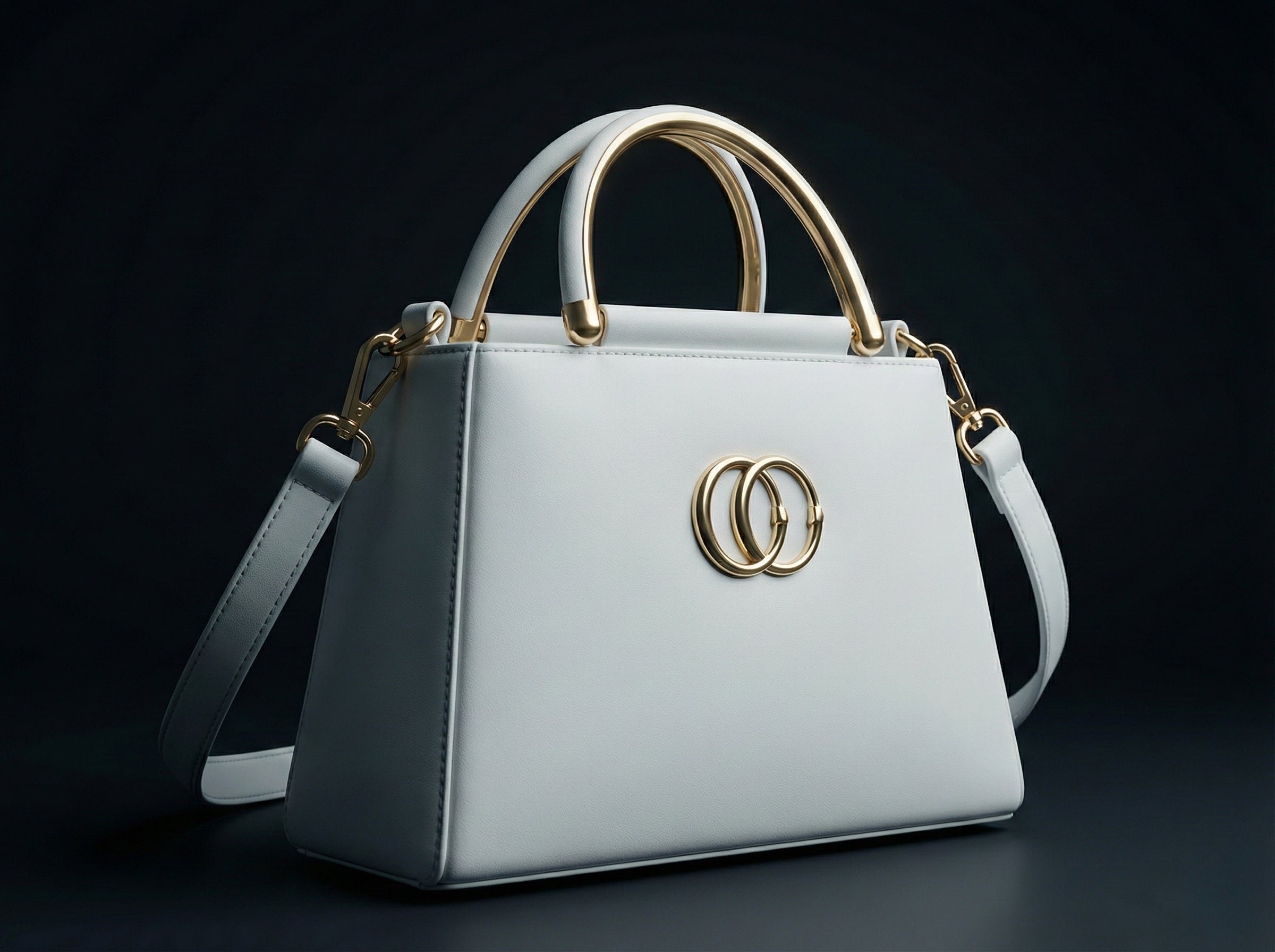 Luxury Women’s Top Handle Handbag – Elegant Structured Design with Gold Metal Rings | Premium Shoulder & Crossbody Bag