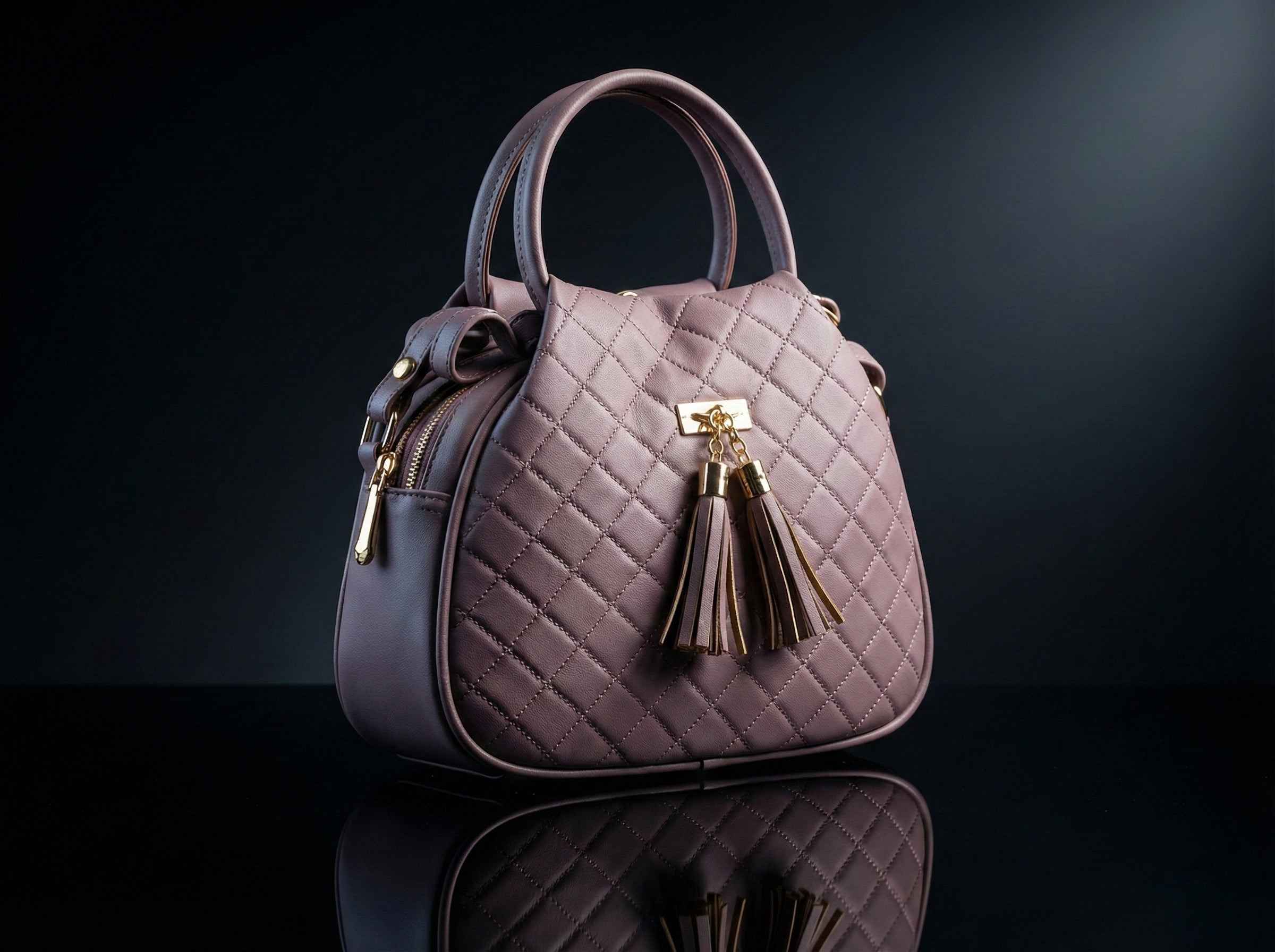 Luxury Quilted Handbag for Women with Tassel Charm | Elegant Top Handle & Crossbody Shoulder Bag