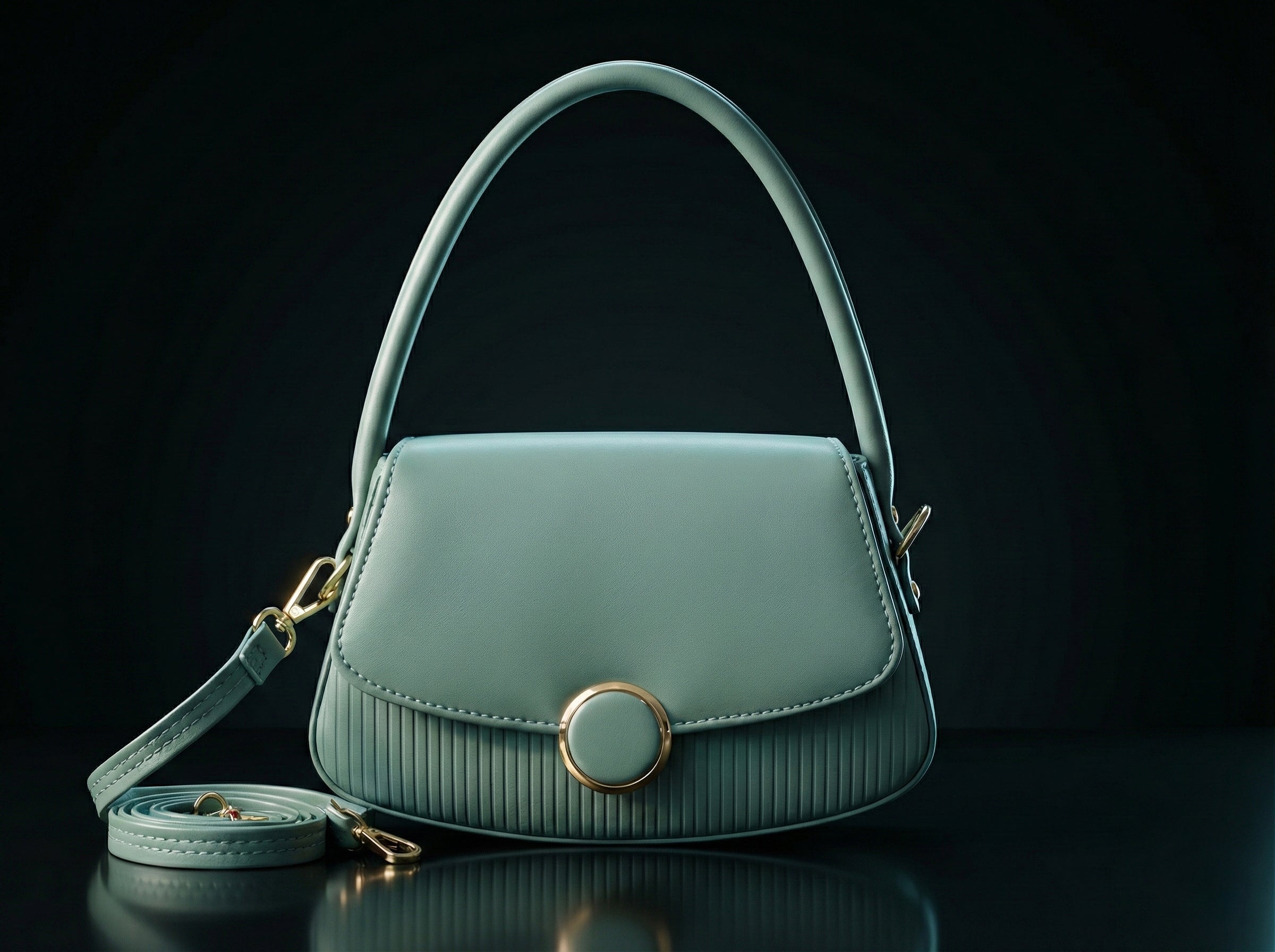 Luxury Pastel Green Sling Bag for Women – Premium PU Leather | Elegant Gold Hardware