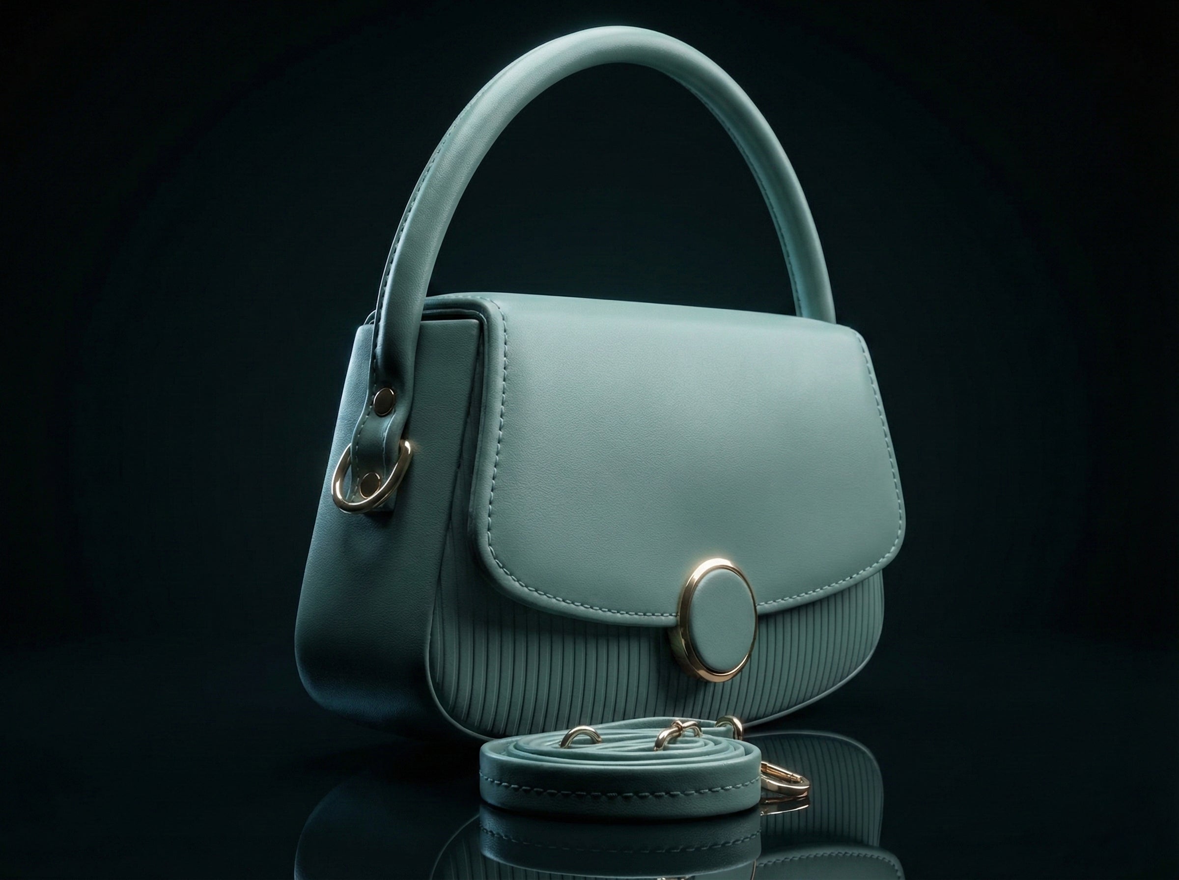 Luxury Pastel Green Sling Bag for Women – Premium PU Leather | Elegant Gold Hardware