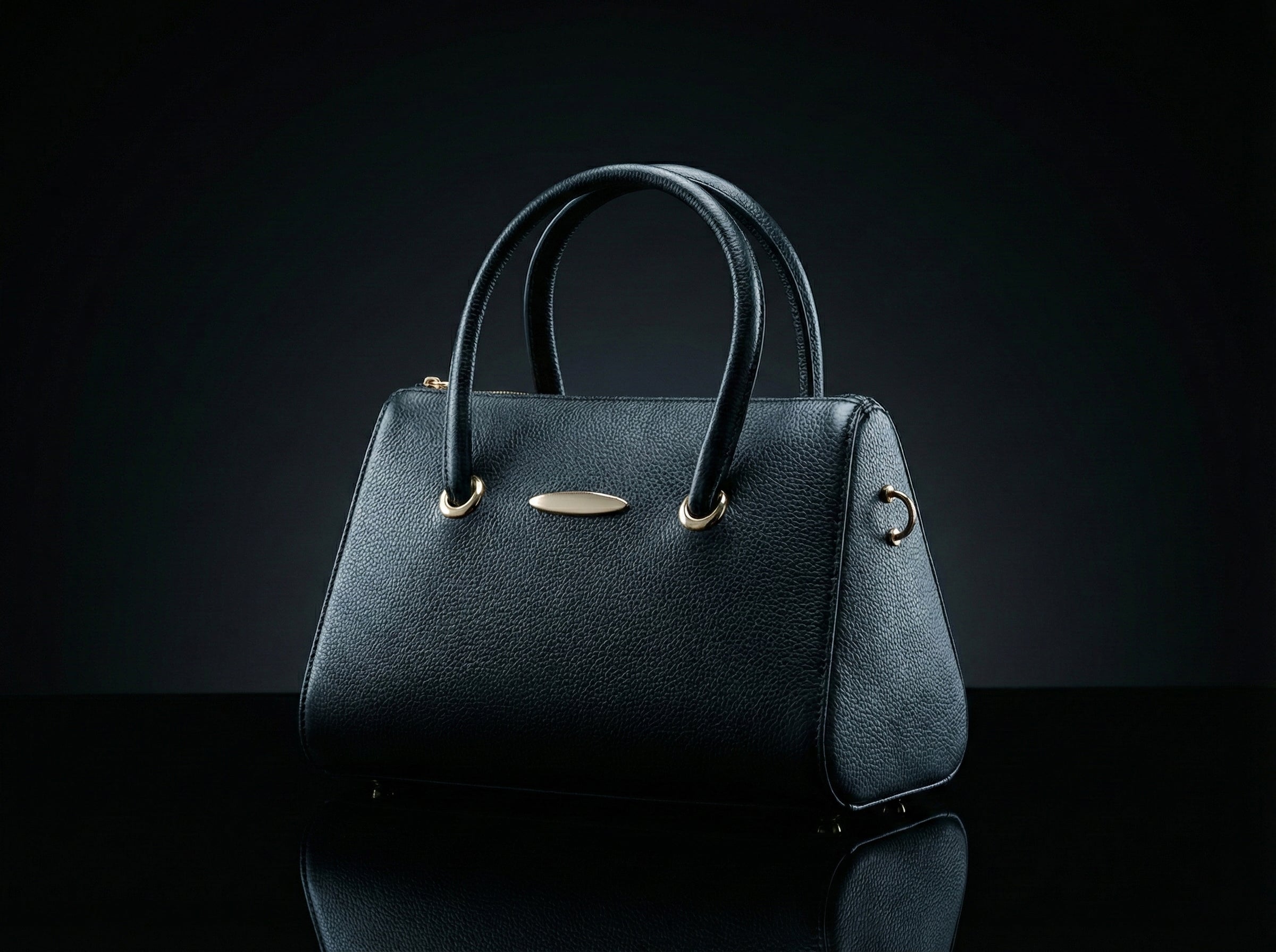 Premium Textured Black Handbag for Women – Office, Travel & Everyday Use | Elegant Top-Handle PU Bag