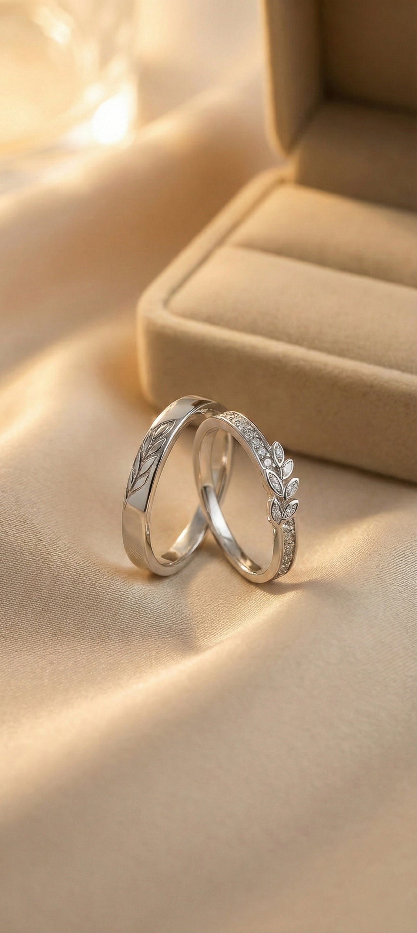 Premium Silver Couple Promise Rings – Adjustable Matching Ring Set for Men & Women (Pack of 2)