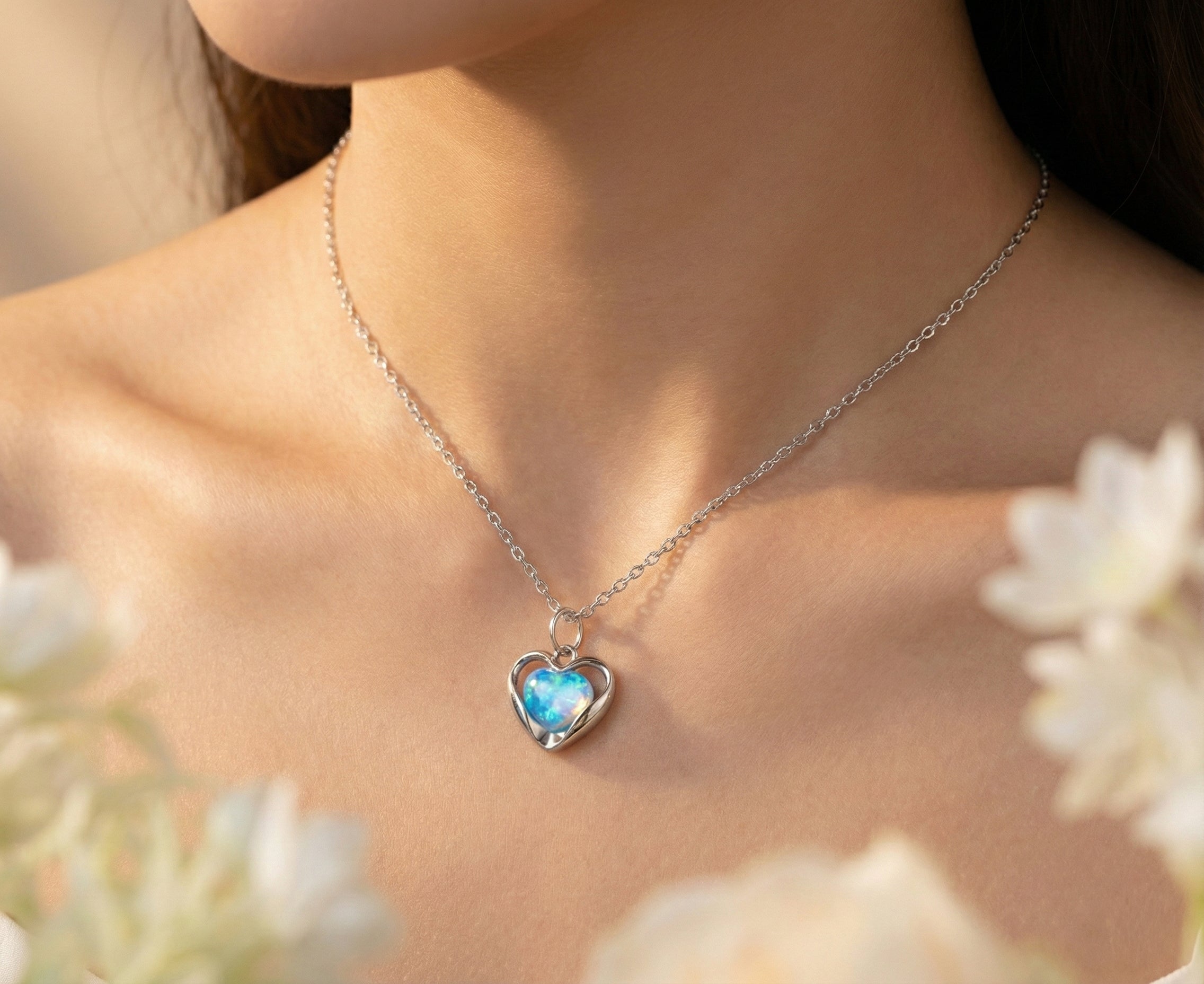 Pack of 4 Aesthetic Silver Charm Pendant Necklaces for Women & Girls – Korean Minimal Jewelry – Heart, Moon & Butterfly Design