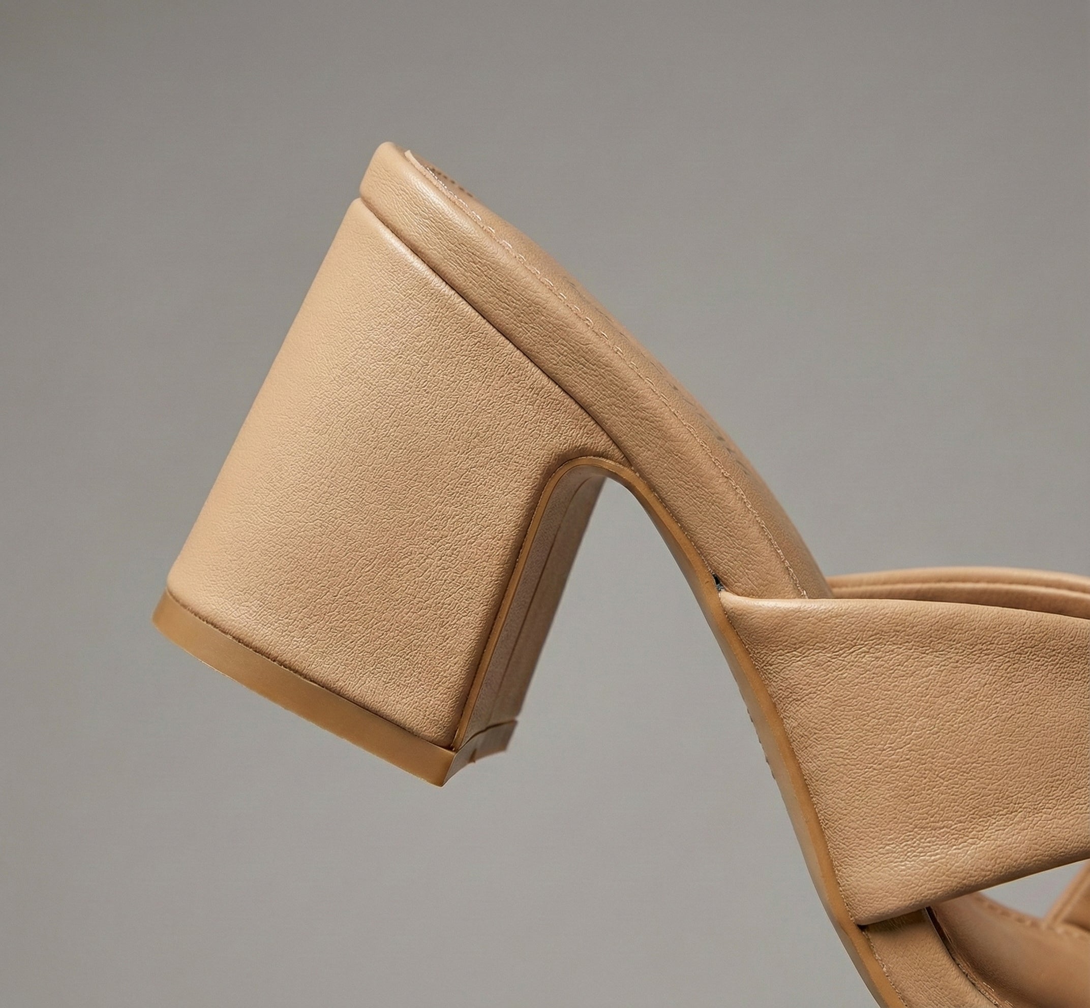 Cross Strap Block Heel Sandals for Women | Nude Slip-On Heels | Partywear & Casual Fashion Sandals | Open Toe Comfort Heels