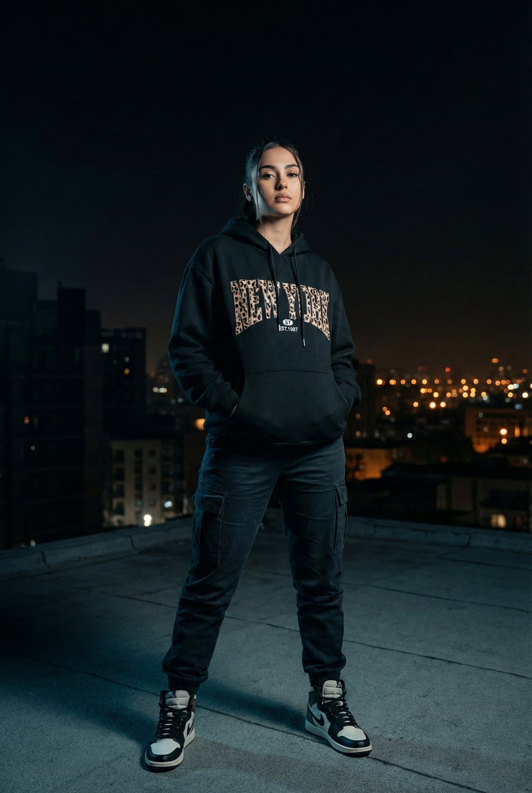 Oversized New York Hoodie for Men & Women | Leopard Graphic Streetwear Sweatshirt | Winter Warm Unisex Hoodie